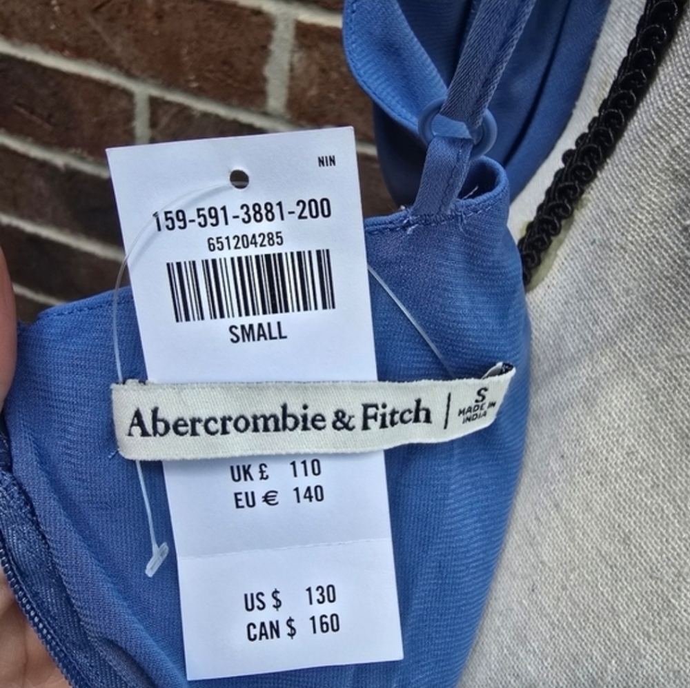 NWT Abercrombie & Fitch Blue One Shoulder Ruched Bodycon Dress Size S - Picture 5 of 11